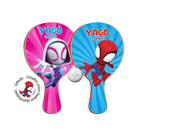 Kit Raquetes Ping Pong - Homem Aranha Aranhaverso