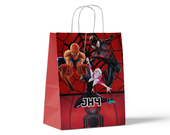 Sacola de Papel Personalizada - Homem Aranha Mulher Aranha