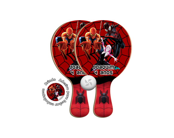 Kit Raquetes Ping Pong - Homem Aranha Mulher Aranha