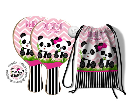 Kit Mochilinha e Raquetes Ping Pong - Panda Pandinha