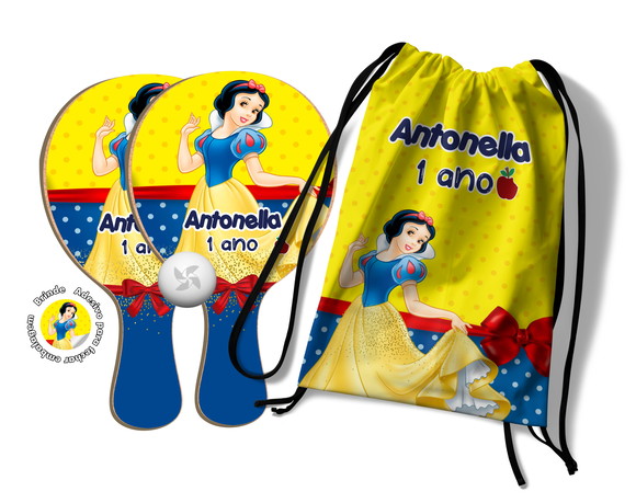 Kit Mochilinha e Raquetes Ping Pong - Branca de Neve
