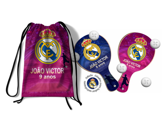 Kit Mochilinha e Raquetes Ping Pong - Real Madrid