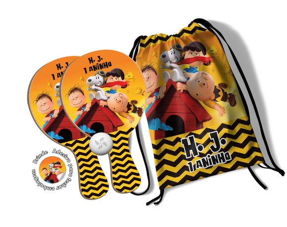 Kit Mochilinha e Raquetes Ping Pong - Snoopy