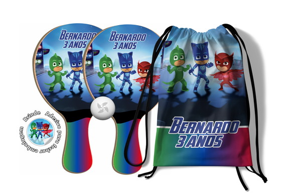 Kit Mochilinha e Raquetes Ping Pong - Pj Mask