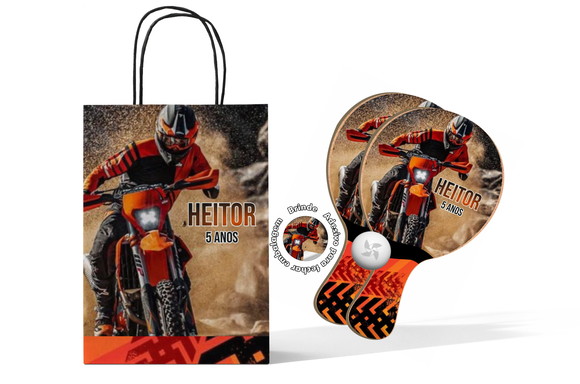 Kit Sacola de Papel e Raquete Ping Pong - Motocross