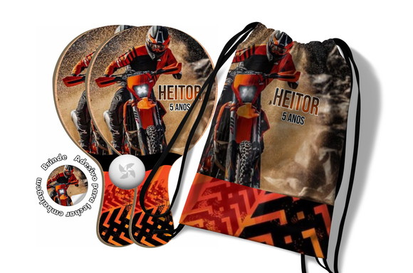 Kit Mochilinha + Raquetes Ping Pong - Motocross