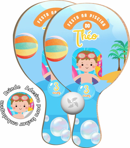 Kit Raquete de Ping Pong - Festa na Piscina