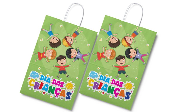 Sacola de Papel Personalizada - Feliz Dia das Crianças