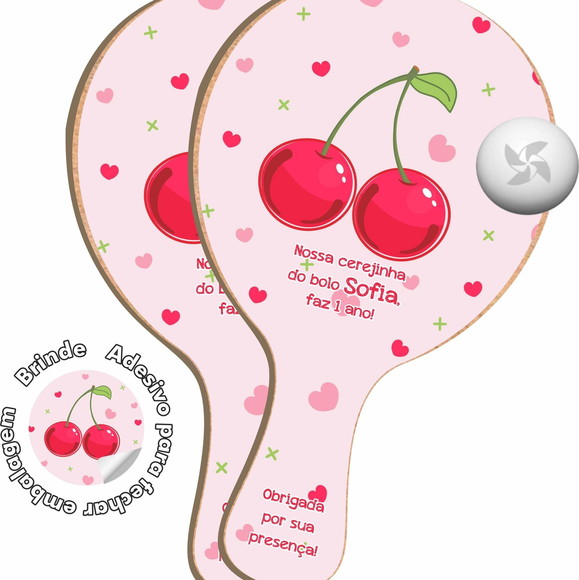 Kit Raquetes Ping Pong - Cereja