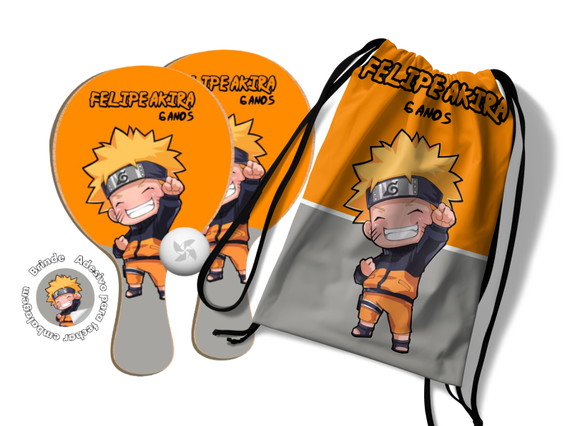 Kit Mochilinha + Raquetes Ping Pong - Naruto