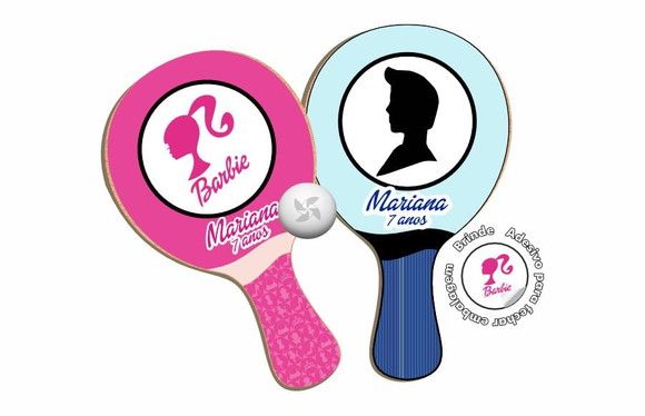 Kit Raquetes Ping Pong - Barbie e Ken