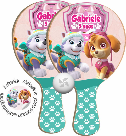 Kit Raquetes Ping Pong - Patrulha Canina Skye