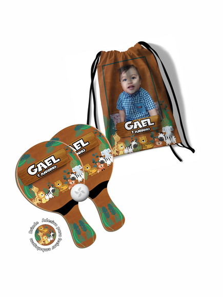 Kit Mochilinha c/ Foto + Raquetes Ping Pong - Safari - Imagem 2