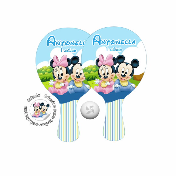 Raquete de Ping Pong Mickey e Minnie Baby