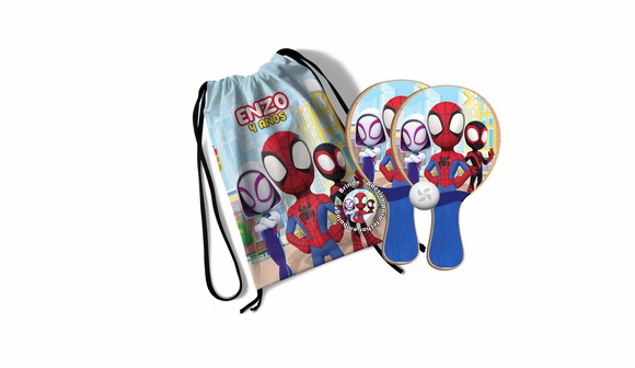 Kit Mochilinha + Raquetes Ping Pong - Spidey e Seus Amigos