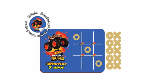 Jogo da Velha Hot Wheels - Monster Trucks em mdf