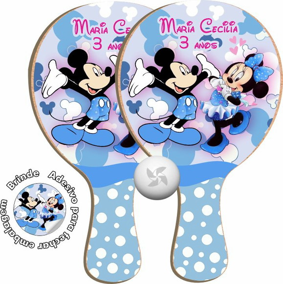 Kit Raquetes Ping Pong - Mickey Minnie Azul