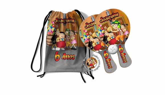Kit Mochilinha + Raquetes Ping Pong - Turma do Chaves