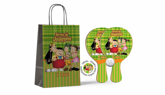 Kit Sacola de Papel e Raquete Ping Pong - Turma do Chaves