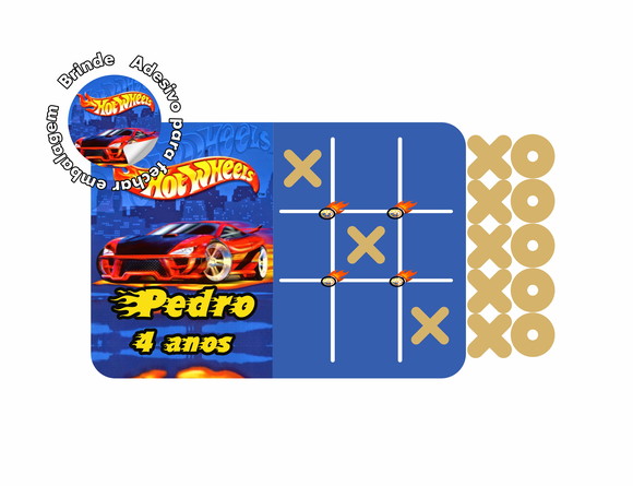 Jogo da Velha Hot Wheels em mdf