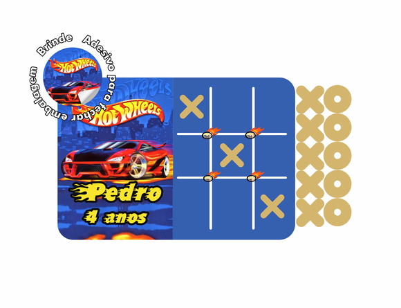 Jogo da Velha Hot Wheels em mdf