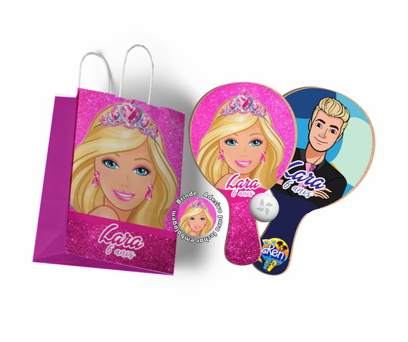 Kit Sacola de Papel e Raquete Ping Pong - Barbie
