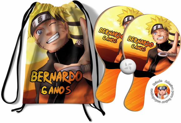 Kit Mochilinha e Raquetes Ping Pong - Naruto
