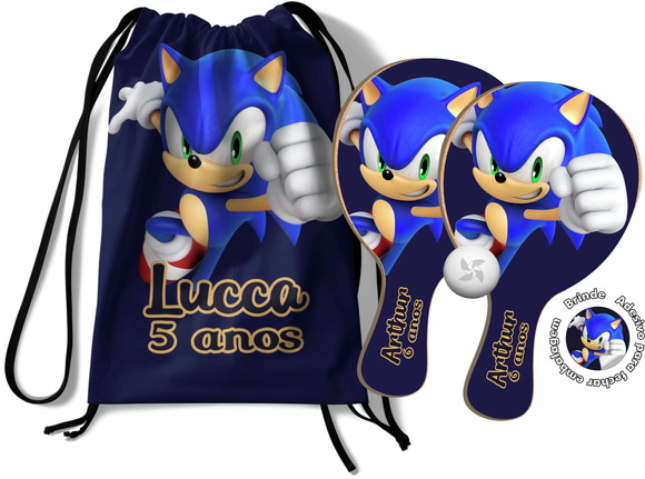 Kit Mochilinha + Raquetes Ping Pong - Sonic