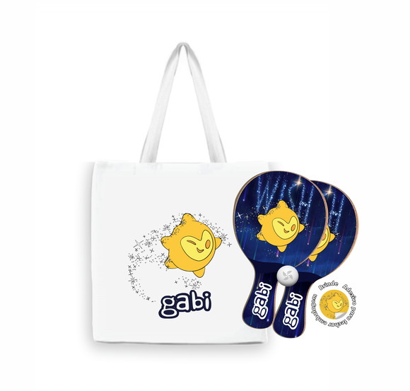 Lembrancinha Kit Raquetes Ping Pong e Sacolinha Wish Estrela