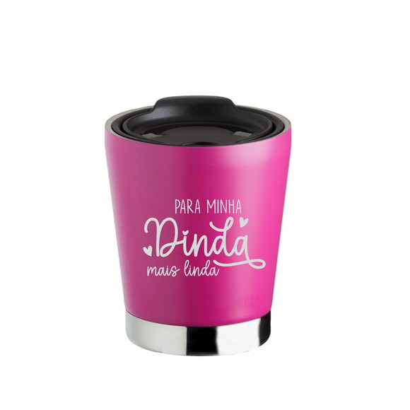 Copo Parede Dupla Inox 300ml Personalizado Dindo Dinda L1872
