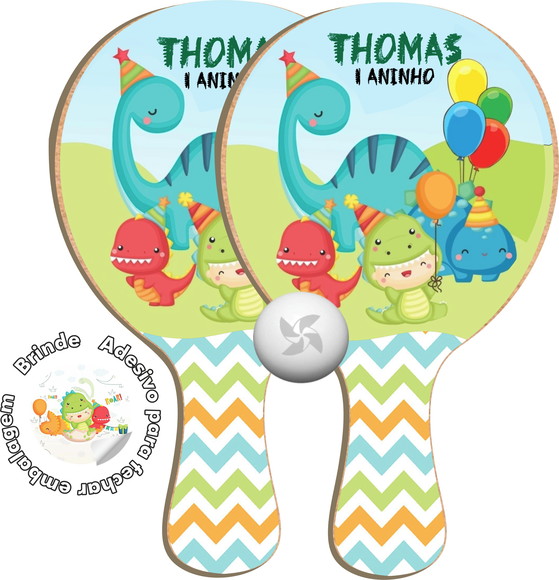 Kit Raquetes Ping Pong - Dinossauro Baby