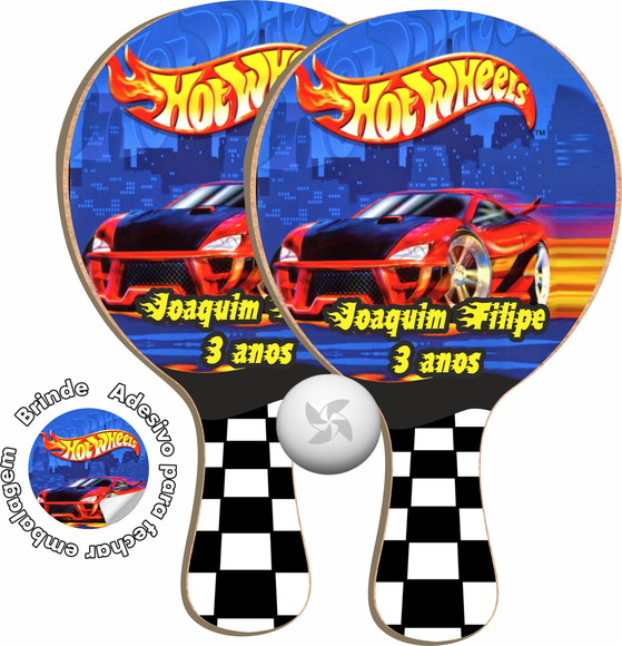 Kit Raquetes Ping Pong Lembrancinha Hotweels