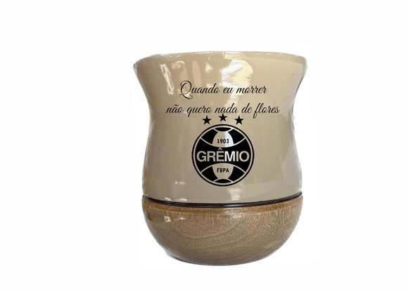 Cuias Chimarrão Madeira Imbuia Premium Grêmio