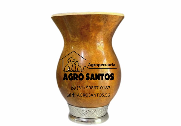 Cuia Chimarrão com Pé de Metal Prata com Logomarca