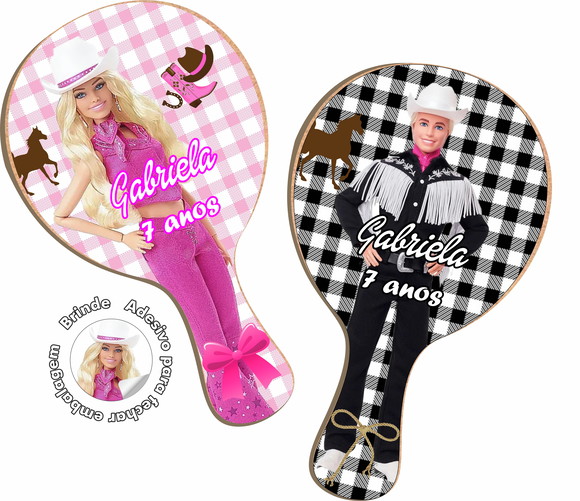 Kit Raquetes Ping Pong - Barbie Boiadeira e Ken
