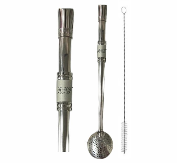 Bombas Chimarrão Inox Personalizada 24cm Iniciais
