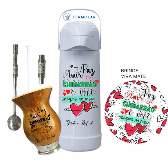 Kit Chimarrão Cuia Bomba Térmica Dia dos Namorados Mod. 01