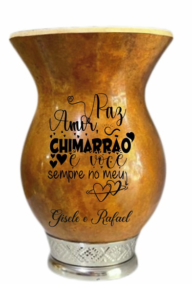 Cuia em Porongo Dia dos Namorados Paz, Amor, Chimarrão...