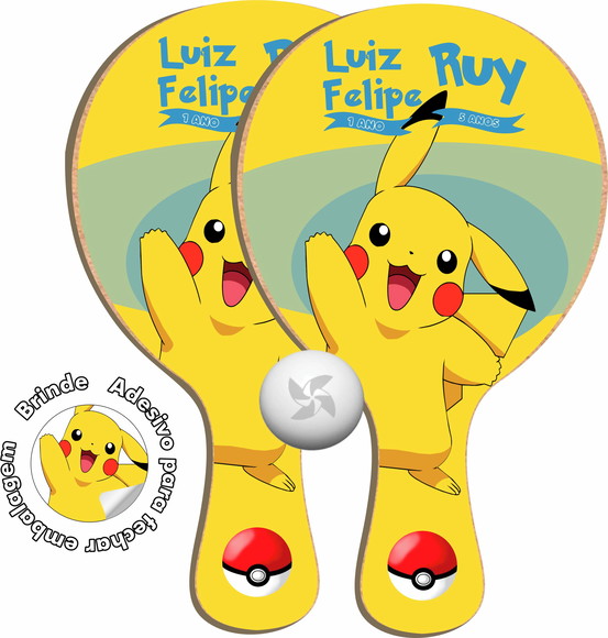 Kit Raquetes Ping Pong - Pikachu