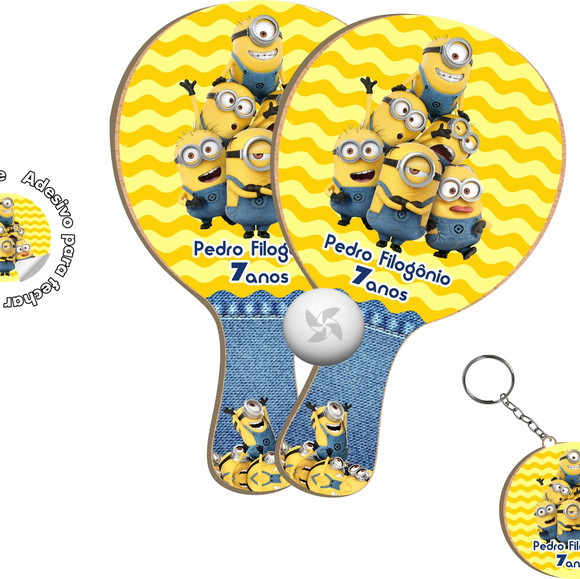 Kit Chaveiros e Raquetes Ping Pong - Minions