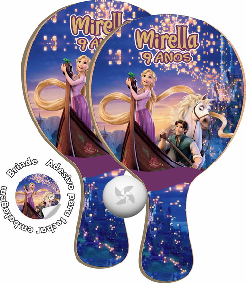 Kit Raquetes Ping Pong - Rapunzel Enrolados