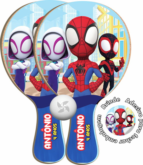 Kit Raquetes Ping Pong Spidey e Seus Amigos Espetaculares