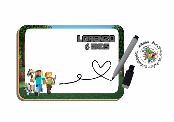 Lousa G Quadrinho mdf Lembrancinha Minecraft