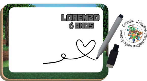 Lousa m Quadrinho mdf Lembrancinha Minecraft