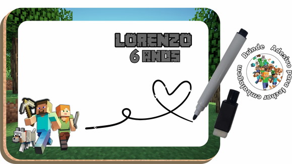 Lousa G Quadrinho mdf Lembrancinha Minecraft