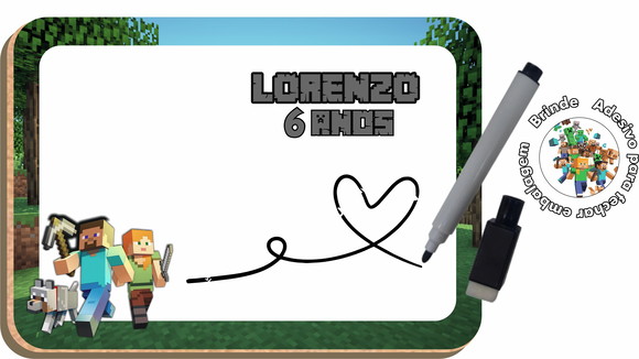 Lousa P Quadrinho mdf Lembrancinha Minecraft