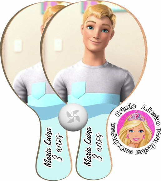 Kit Raquetes Ping Pong - Ken da Barbie
