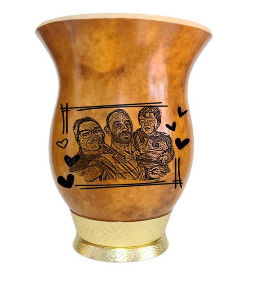 Cuia Chimarrão com Pé Dourado Foto