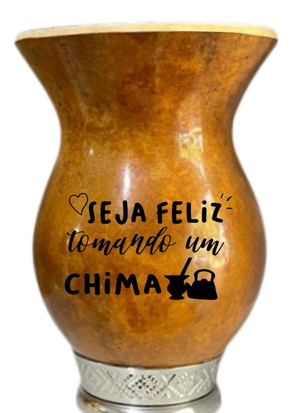 Cuia Chimarrão Porongo Pé de Metal Prata