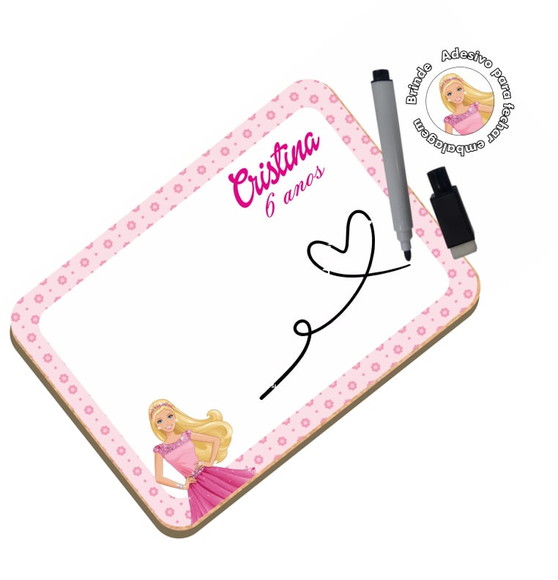 Lousa m Quadrinho mdf Lembrancinha Barbie